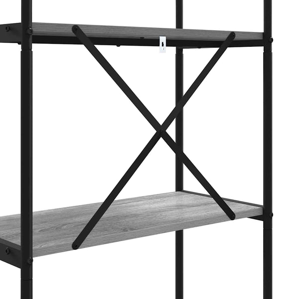 Kirjahylly 4 tasoa 80 x 30 x 146 cm Tekninen puu Harmaa Sonoma