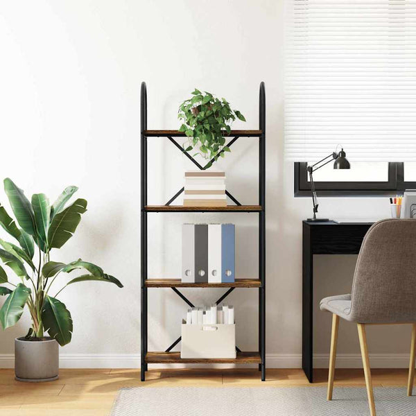 Kirjahylly 4 tasoa 60 x 30 x 146 cm Tekninen puu Savupähkinä