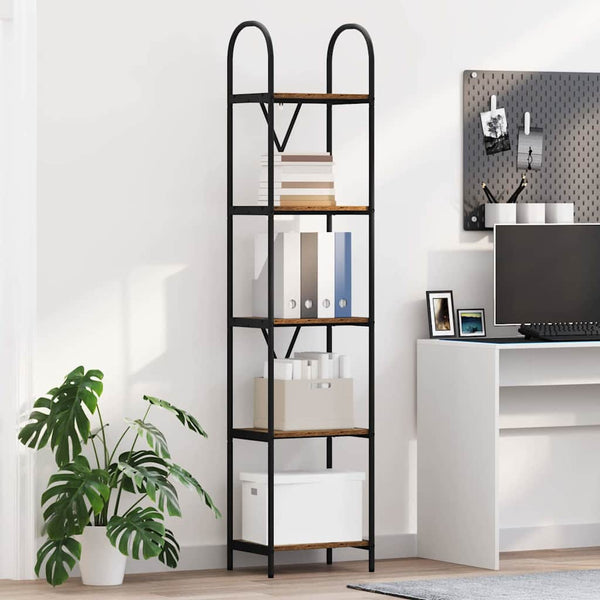 Kirjahylly 5 tasoa 40 x 30 x 183 cm Tekninen puu Vanha puu