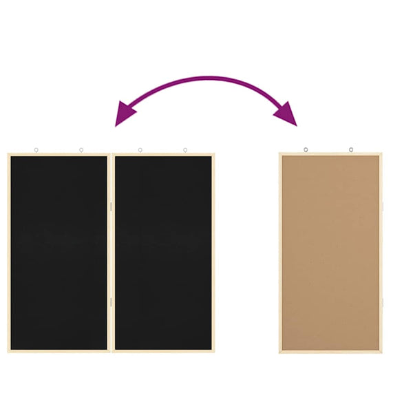 Ilmoitustaulu 80 x 80 x 1.4 cm Täysi mänty Musta Taitettava