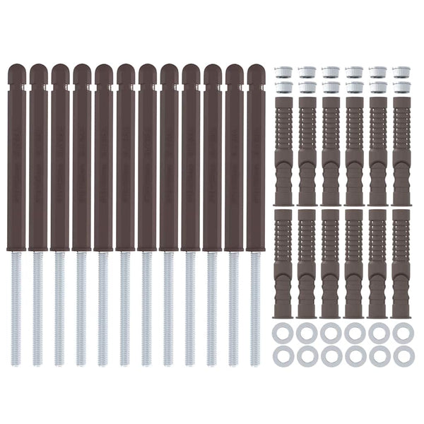 Vaijeri-hyllypidikkeet 12 pcs Ruskea Ø12 x 190 mm Teräs