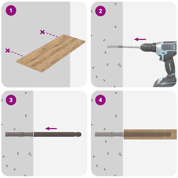 Vaijeri-hyllypidikkeet 12 pcs Ruskea Ø12 x 190 mm Teräs