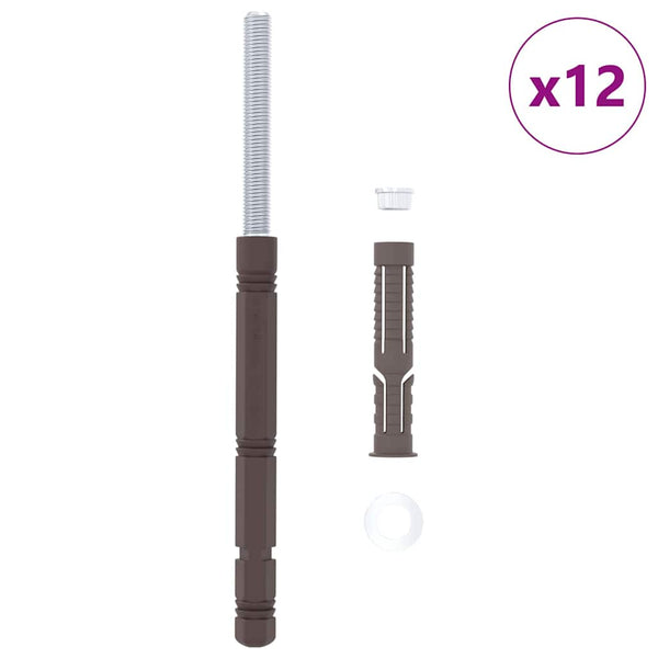 Vaijeri-hyllypidikkeet 12 pcs Ruskea Ø14 x 210 mm Teräs