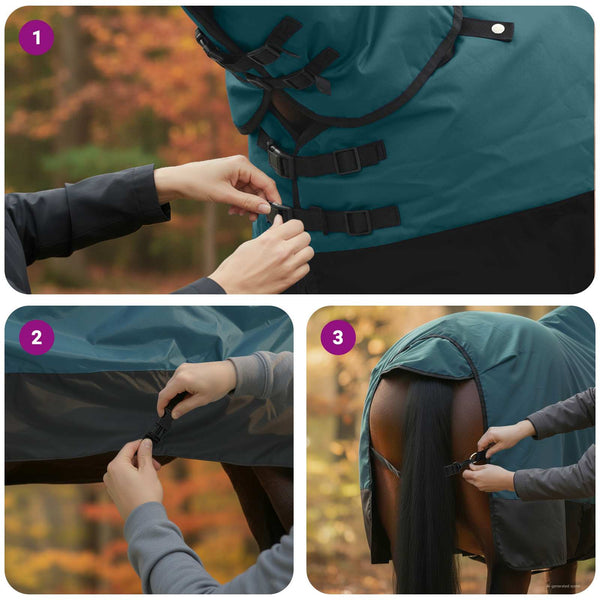 Hevospeitto Tumma vihreä ja musta 75 cm Polyesteri