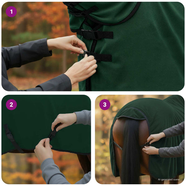 Hevospeitto Tummanvihreä 115 cm Polyesterivillaa