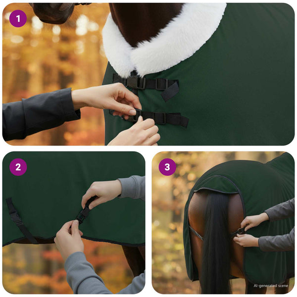 Hevospeitto Tummanvihreä 105 cm Polar fleece