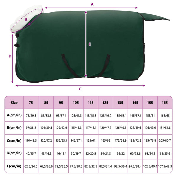 Hevospeitto Tummanvihreä 115 cm Polar fleece