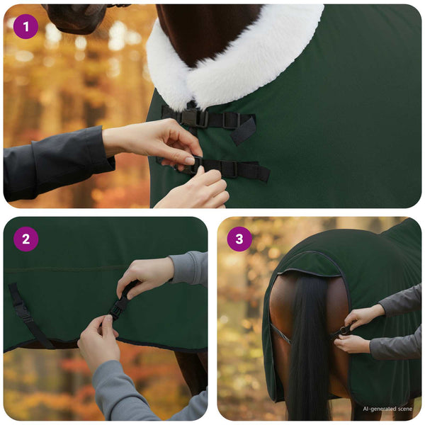 Hevospeitto Täysi tumma vihreä 145 cm Polar fleece