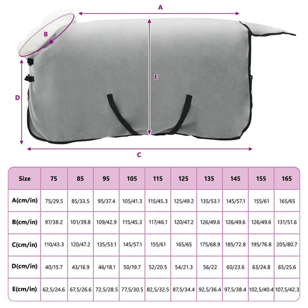 Hevospeitto Vaaleanharmaa 105 cm Polar fleece