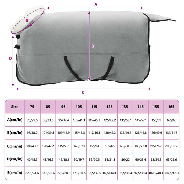 Hevospeitto Vaaleanharmaa 155 cm Polar fleece
