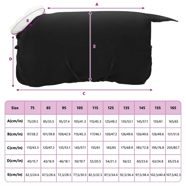Hevospeitto Musta 145 cm Polar fleece