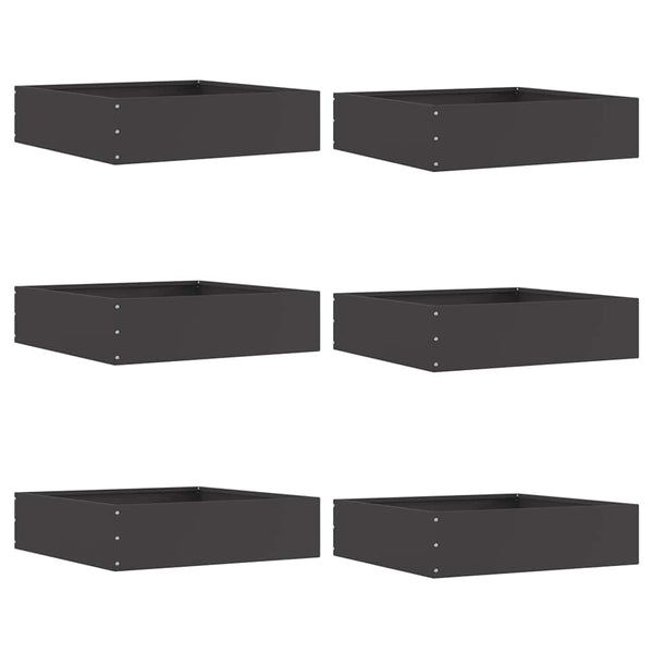 Nurmireunus 6 kpl 50 x 50 x 13 cm Teräs Musta