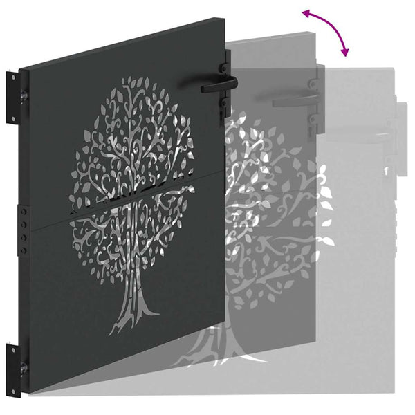 Puutarhaportti 85 x 100 cm Jauhemaalattu teräs Musta Lukittava