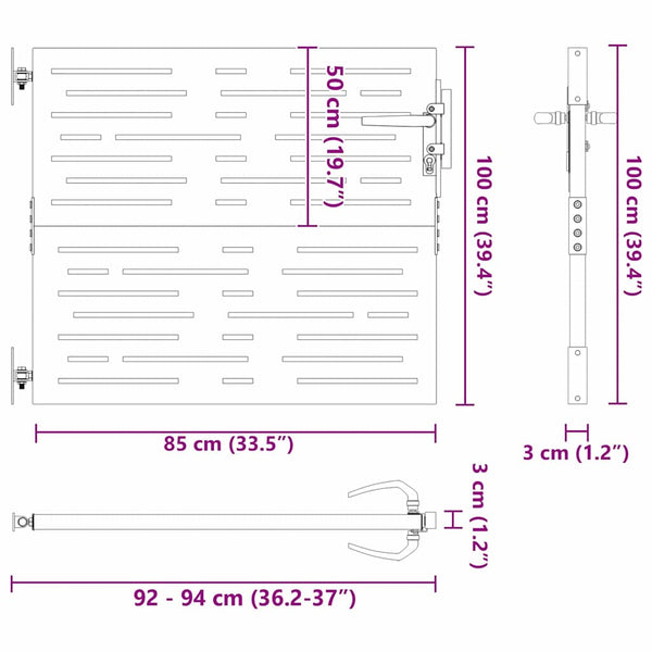Puutarhaportti 85 x 100 cm Jauhemaalattu teräs Musta Lukittava
