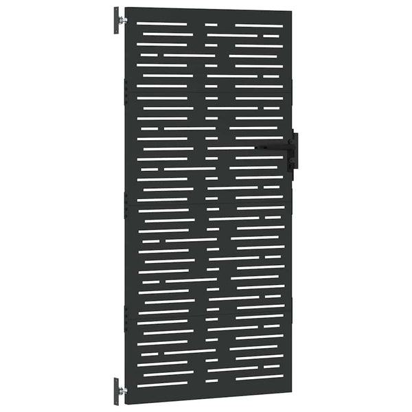 Puutarhaportti 85 x 175 cm Jauhemaalattu teräs Musta Lukittava