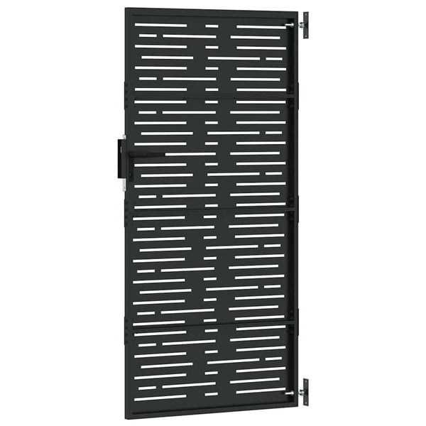 Puutarhaportti 85 x 200 cm Jauhemaalattu teräs Musta Lukittava