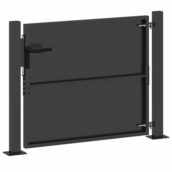Puutarhaportti lukkoon Musta 110 x 105 cm Jauhemaalattu Teräs