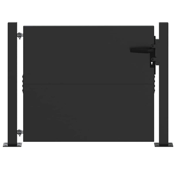 Puutarhaportti lukkoon Musta 110 x 105 cm Jauhemaalattu Teräs