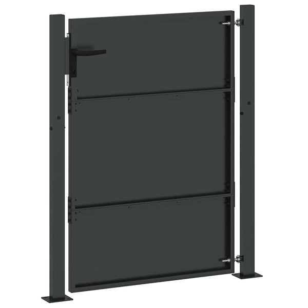 Puutarhaportti lukkoon Musta 105 x 130 cm Jauhemaalattu Teräs