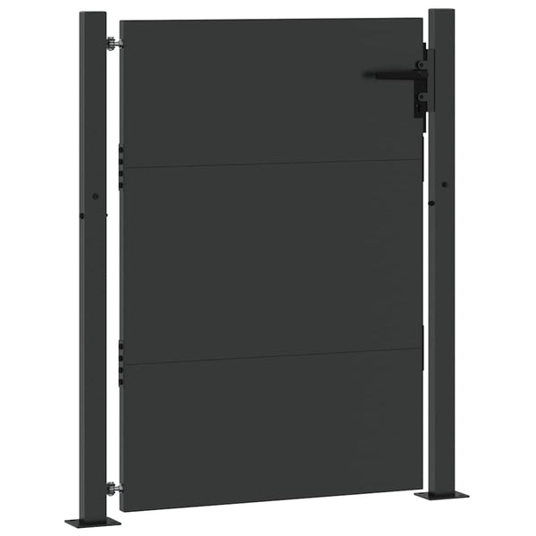 Puutarhaportti lukkoon Musta 110 x 155 cm Jauhemaalattu Teräs