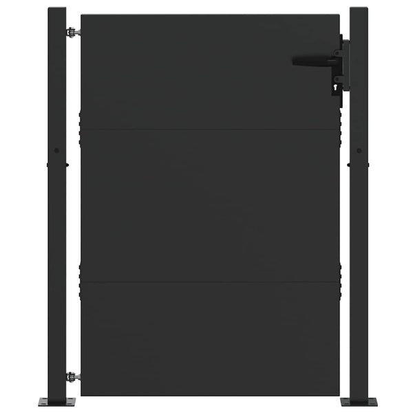 Puutarhaportti lukkoon Musta 110 x 155 cm Jauhemaalattu Teräs