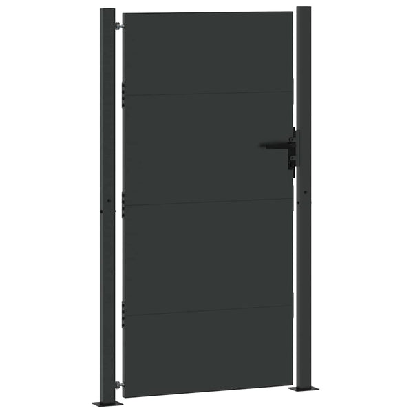 Puutarhaportti lukkoon Musta 105 x 205 cm Jauhemaalattu Teräs