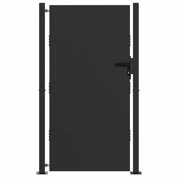Puutarhaportti lukkoon Musta 105 x 205 cm Jauhemaalattu Teräs