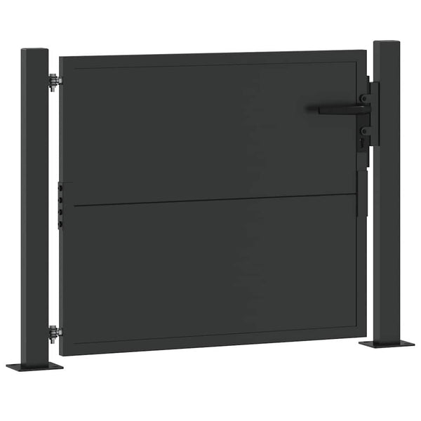Puutarhaportti 110 x 105 cm Jauhemaalattu Teräs Musta Lukittava