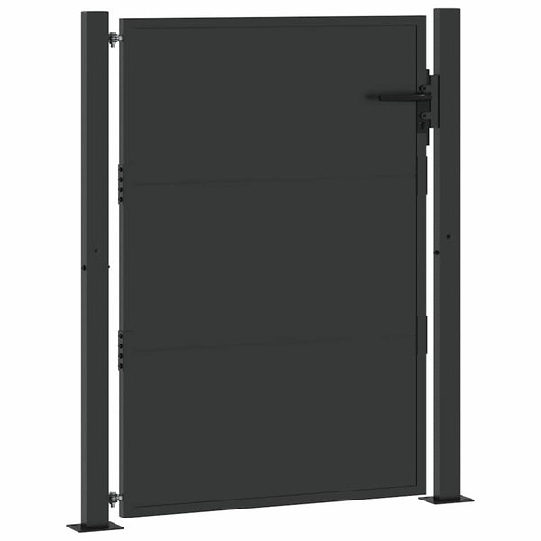 Puutarhaportti 110 x 130 cm Jauhemaalattu Teräs Musta Lukittava
