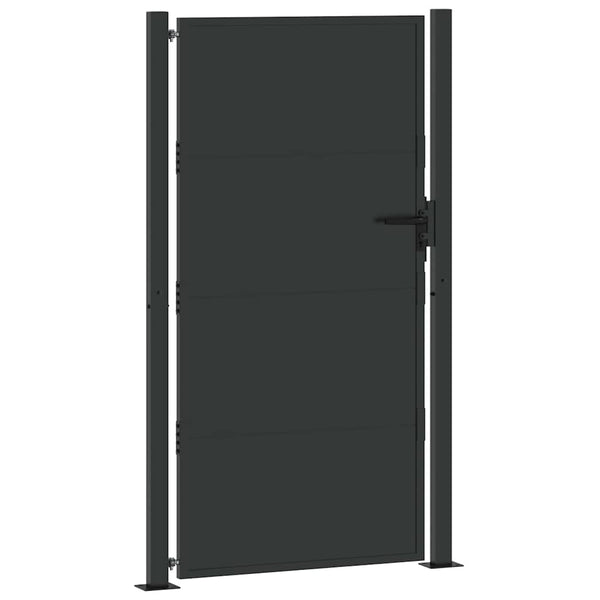 Puutarhaportti 110 x 180 cm Jauhemaalattu Teräs Musta Lukittava