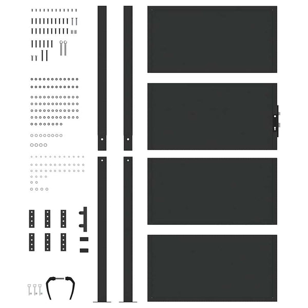 Puutarhaportti 110 x 205 cm Jauhemaalattu Teräs Musta Lukittava