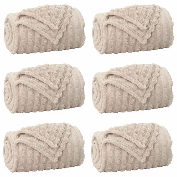 Heittopäällys 6 kpl Beige 200 x 150 cm 4.75 kg Fleese