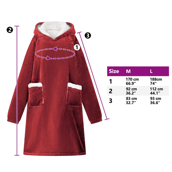 Viltti-huppari Bordeaux punainen M Fleece ja flanelli