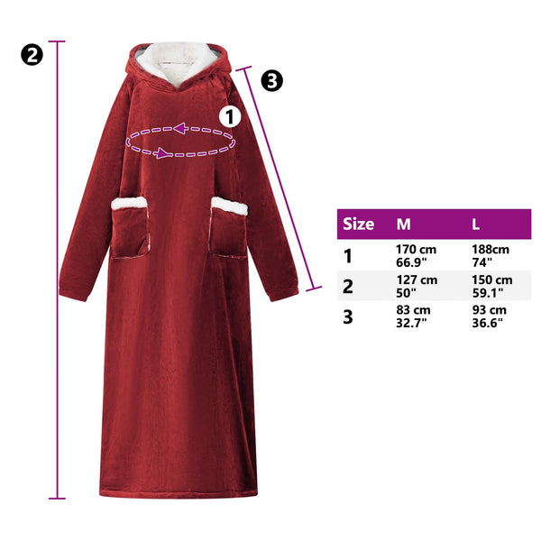 Viltti-huppari Bordeaux punainen L Fleece ja flanelli