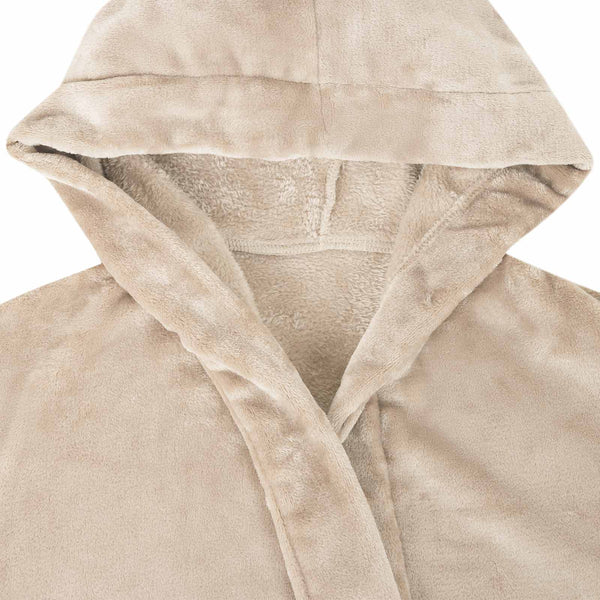 Kylpytakki hupparilla Beige L Flanelli