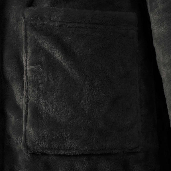 Kylpytakki hupparilla Musta XXXL Flanelli