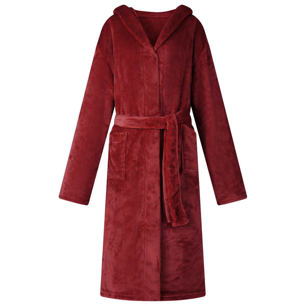 Kylpytakki hupparilla Bordeaux punainen XL Flanelli