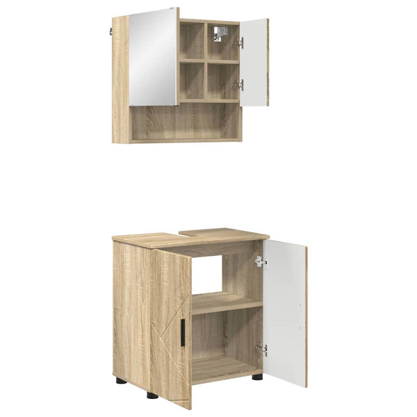 Kylpyhuonekalustesetti 2 kpl Sonoman tammi 61 x 35 x 64 cm