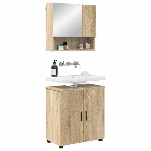 Kylpyhuonekalustesetti 2 kpl Sonoman tammi 61 x 35 x 64 cm
