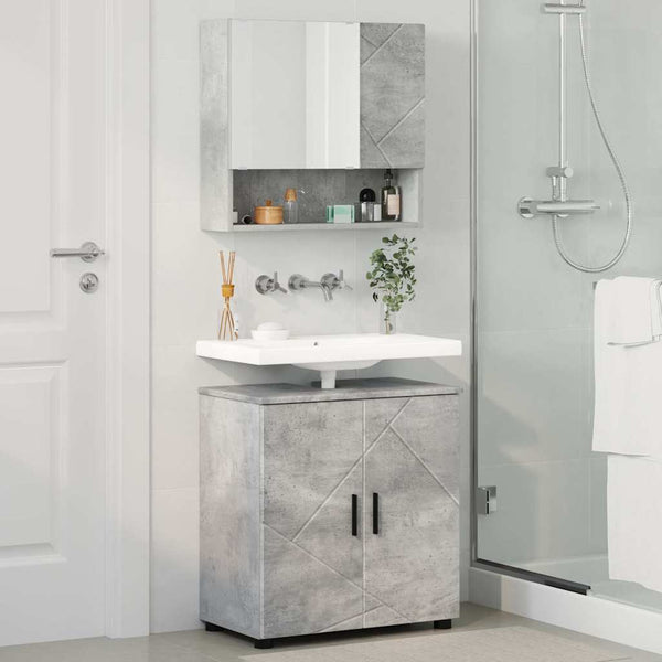 Kylpyhuonekalustesetti 2 kpl Betoni Harmaa 61 x 35 x 64 cm