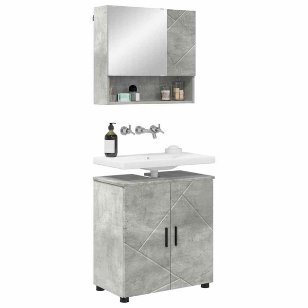 Kylpyhuonekalustesetti 2 kpl Betoni Harmaa 61 x 35 x 64 cm