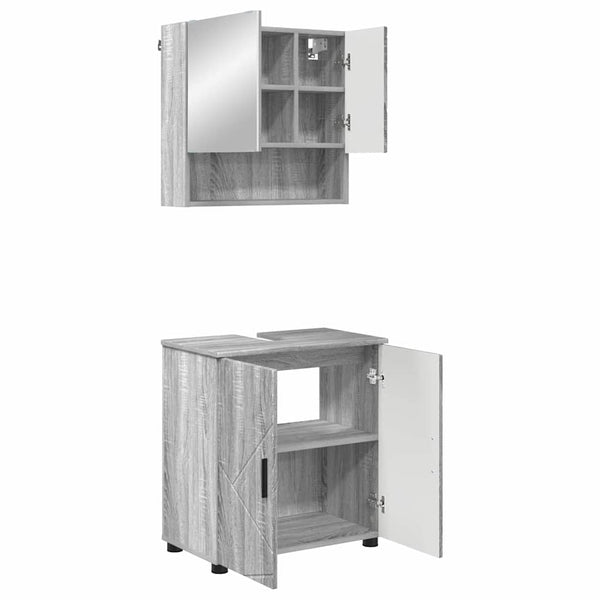 Kylpyhuonekalustesetti 2 kpl Harmaa Sonoma 61 x 35 x 64 cm