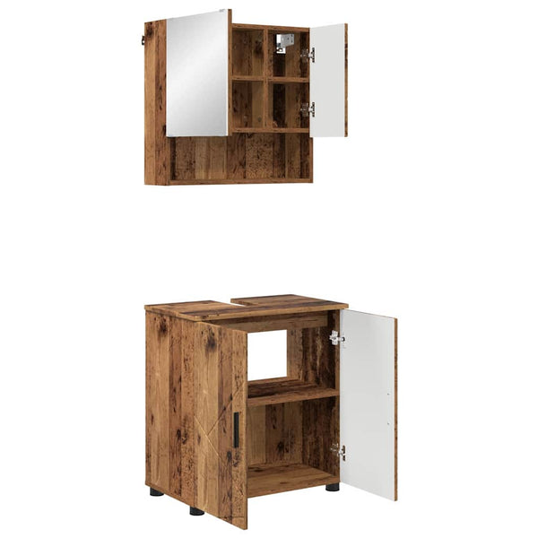 Kylpyhuonekalustesetti 2 kpl Vanha Puu 61 x 35 x 64 cm