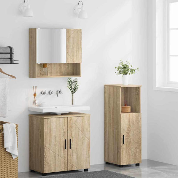 Kylpyhuonekalustesetti 3 kpl Sonoman tammi 61 x 35 x 64 cm