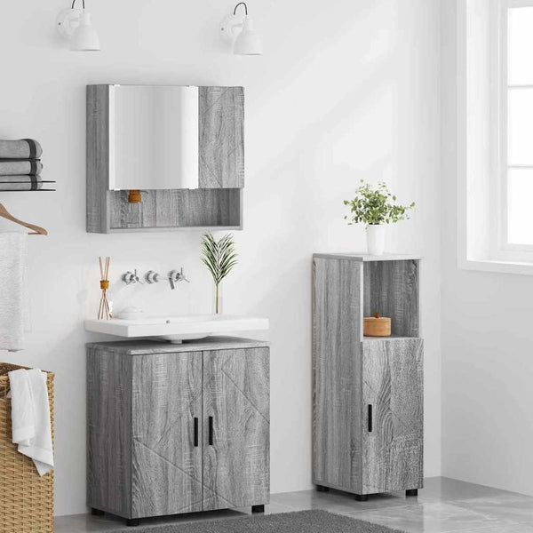 Kylpyhuonekalustesetti 3 kpl Harmaa Sonoma 61 x 35 x 64 cm
