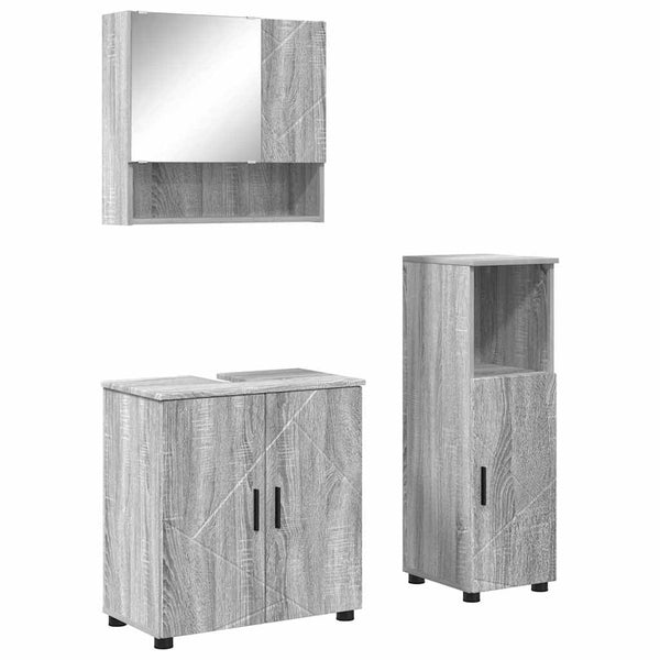 Kylpyhuonekalustesetti 3 kpl Harmaa Sonoma 61 x 35 x 64 cm