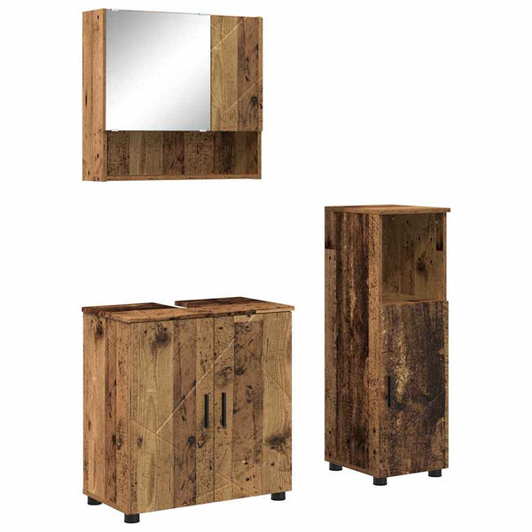 Kylpyhuonekalustesetti 3 kpl Vanha Puu 61 x 35 x 64 cm