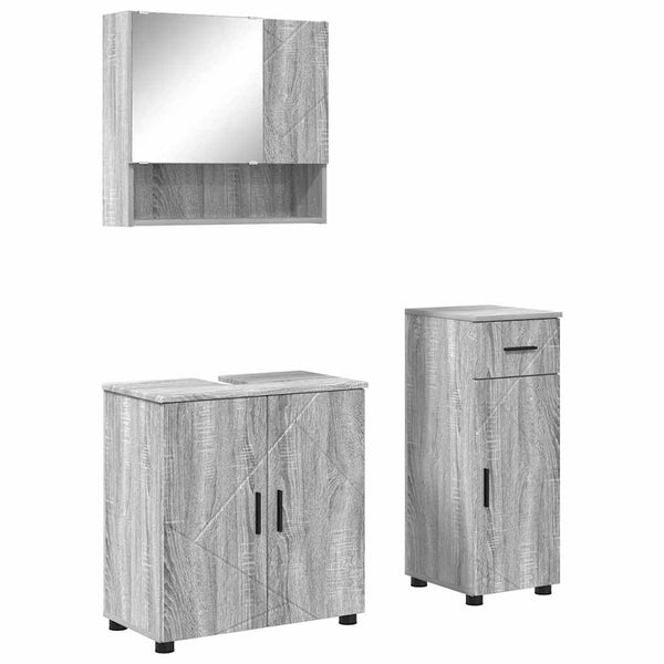 Kylpyhuonekalustesetti 3 kpl Harmaa Sonoma 61 x 35 x 64 cm