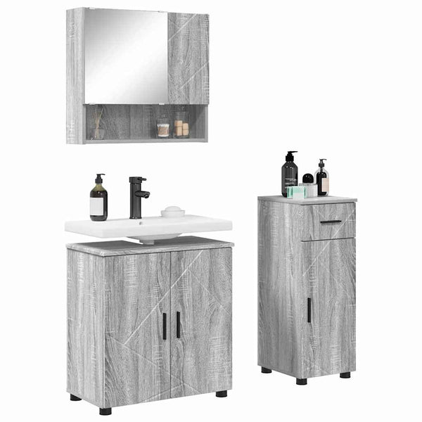 Kylpyhuonekalustesetti 3 kpl Harmaa Sonoma 61 x 35 x 64 cm