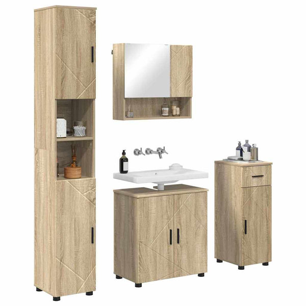 Kylpyhuonekalustesetti 4 kpl Sonoman tammi 61 x 35 x 64 cm